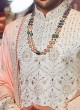 Groom Wear Designer Sherwani In Cream Color